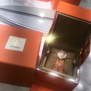 Reva Mini Logo Double Wrap Leather Strap Watch